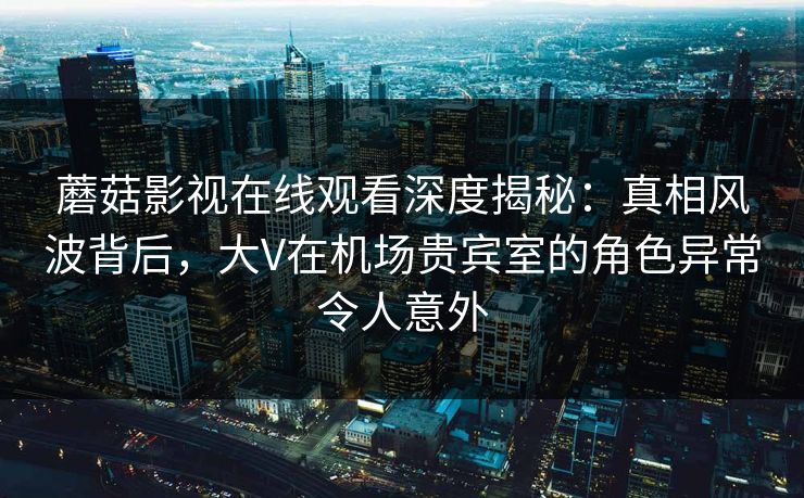 蘑菇影视在线观看深度揭秘：真相风波背后，大V在机场贵宾室的角色异常令人意外