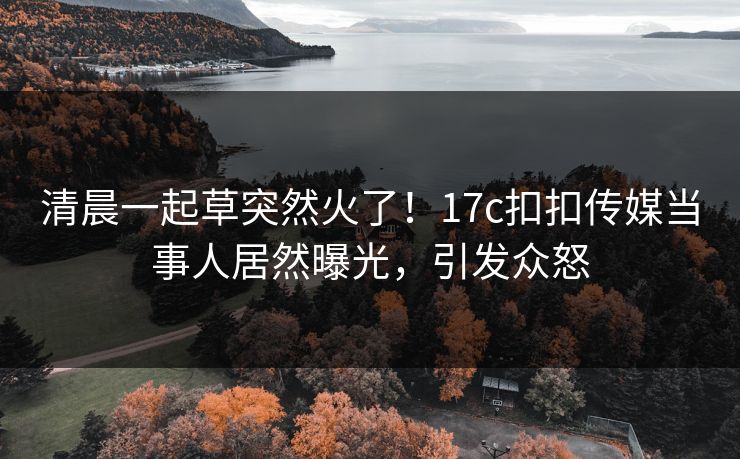 清晨一起草突然火了！17c扣扣传媒当事人居然曝光，引发众怒