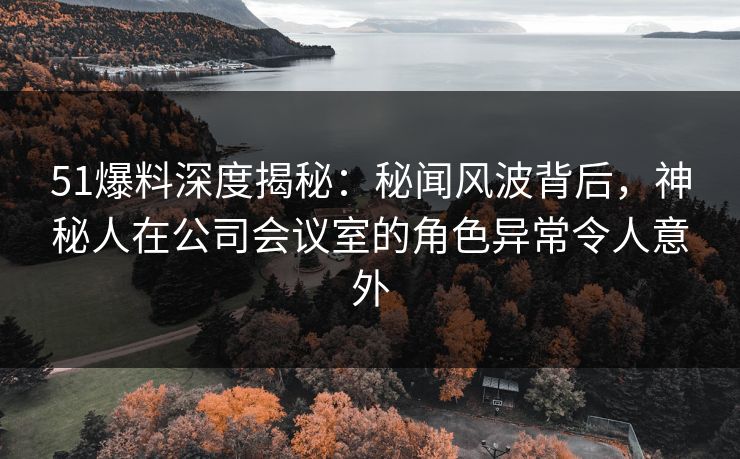 51爆料深度揭秘：秘闻风波背后，神秘人在公司会议室的角色异常令人意外