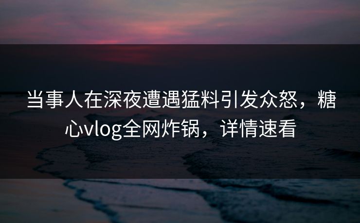 当事人在深夜遭遇猛料引发众怒，糖心vlog全网炸锅，详情速看